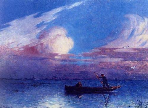 Boating at Night in Briere, unknow artist